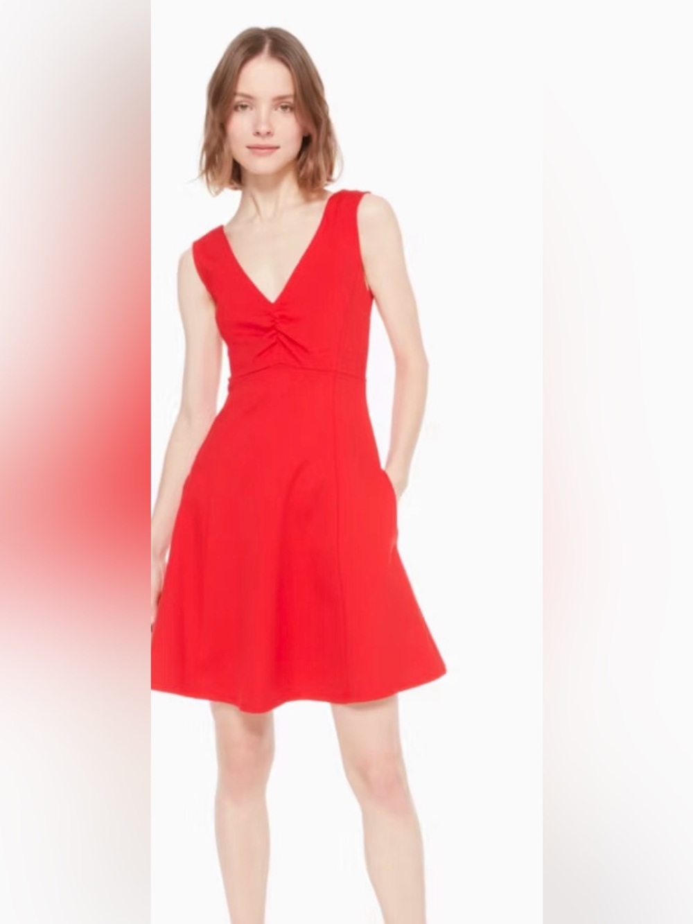 kate spade Bright Red V-Neck Fit-and-Flare Dress